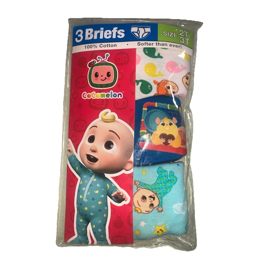 Cocomelon Toddler Boys Size 2T/3T Multi Color Cocomelon Briefs‎ Underwear 3 Pack
